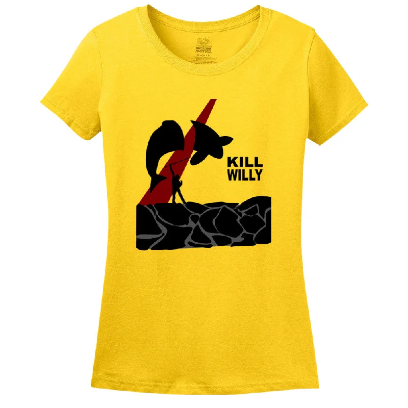 Kill Willy Women's T-Shirt Embroidered Appliqued Beaded