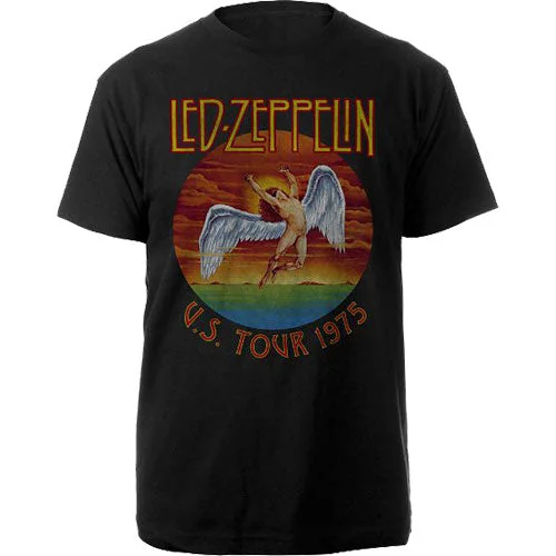 Led Zeppelin | Official Band T-Shirt | USA Tour '75. Graphic Embroidered Appliqued