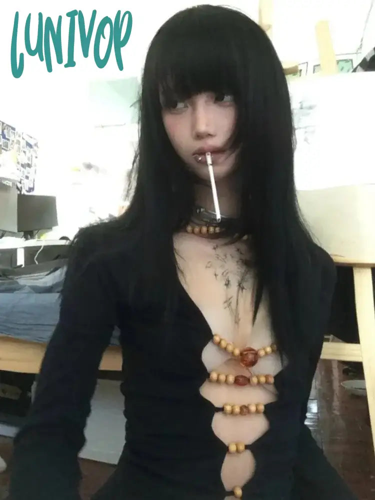 Lunivop Streetwear Y2k Aesthetic Causal T-Shirts Sexy Slim Hollow Out Beading Tshirts Harajuku Vintage Elegant Long Sleeve Bodycon Tees Fleece Fabric Down Fabric Feather Fabric Lunivop Streetwear Y2k Aesthetic Causal T-Shirts Sexy Slim Hollow Out Beading Tshirts Harajuku Vintage Elegant Long Sleeve Bodycon Tees Fleece Fabric Down Fabric Feather Fabric