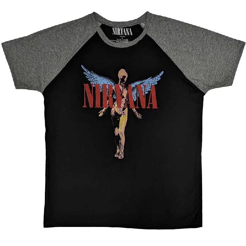 Nirvana | Official Band Raglan T-Shirt | Angelic Oversized T-Shirt Spandex breathable