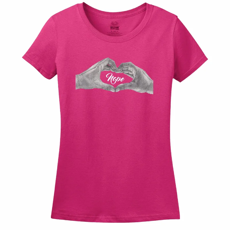 Nope Heart Women's T-Shirt Graphic Embroidered Appliqued