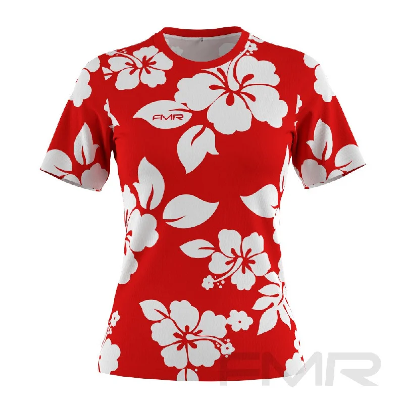 FMR Hawaiian Women's Performance T-Shirt Solid Print Embellished