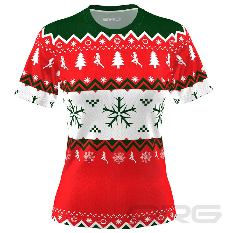 FMR Ugly Christmas Sweater Women's Short Sleeve Performance T-Shirt Basic T-Shirt Crew Neck Short Sleeve