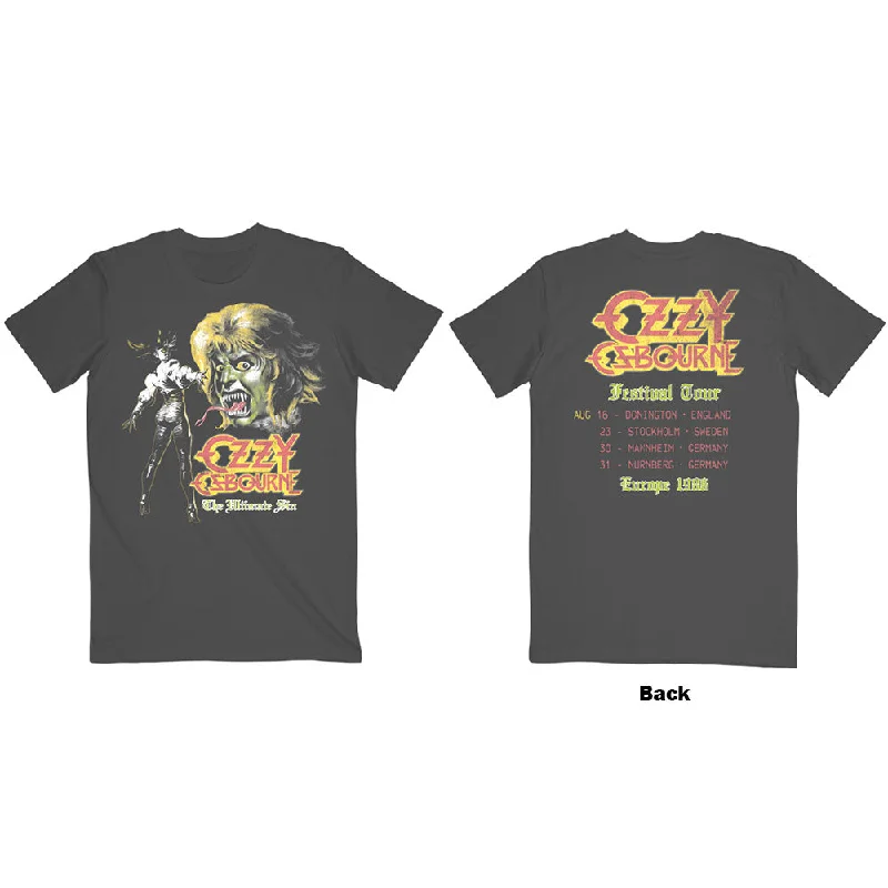 Ozzy Osbourne | Official Band T-Shirt | Ultimate Remix (Back Print) Notch Collar Peter Pan Collar Cowl Neck