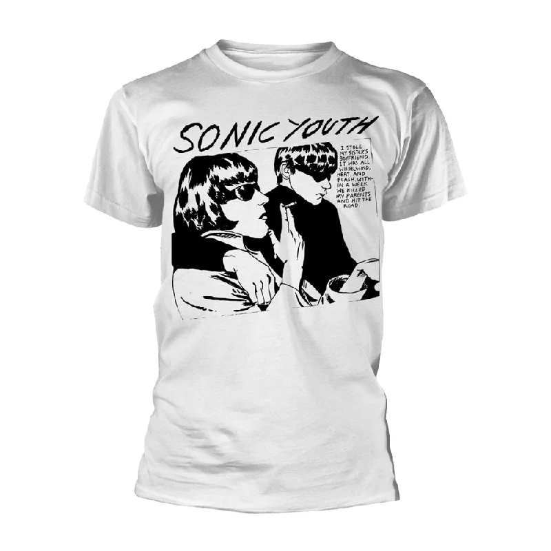 Sonic Youth | Official Band T-shirt | Goo Album Cover (white) Zippered Front Buttoned Front Snap Front