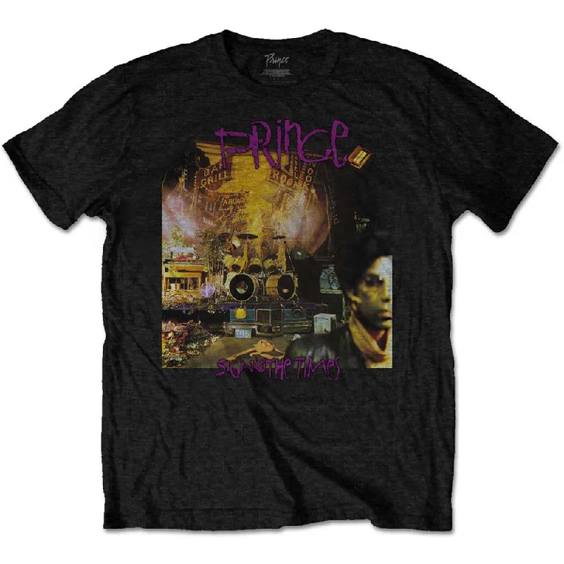 Prince | Official Band T-Shirt | Sign O The Times Album Striped Floral Plaid