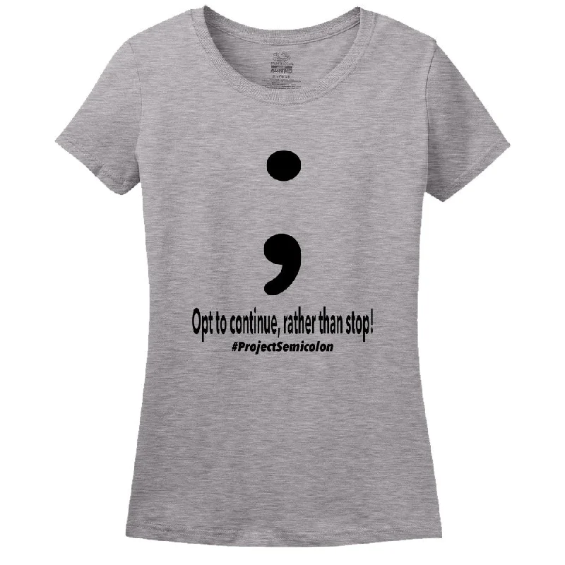 Project Semicolon Inspired Women's T-Shirt Welt Pockets Slit Pockets Flap Pockets