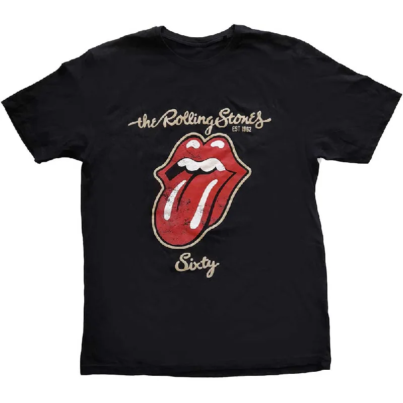 The Rolling Stones | Official Band T-Shirt | Sixty Plastered Tongue (Suede Applique) Graphic Embroidered Appliqued The Rolling Stones | Official Band T-Shirt | Sixty Plastered Tongue (Suede Applique) Graphic Embroidered Appliqued