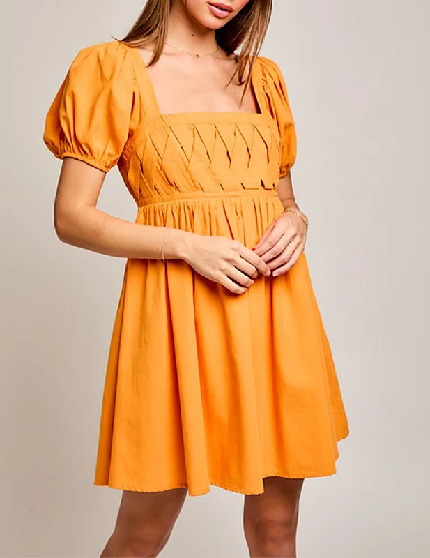 Saylor Lattice Detail Tangerine Mini Dress Chic Tropical Mini Dress