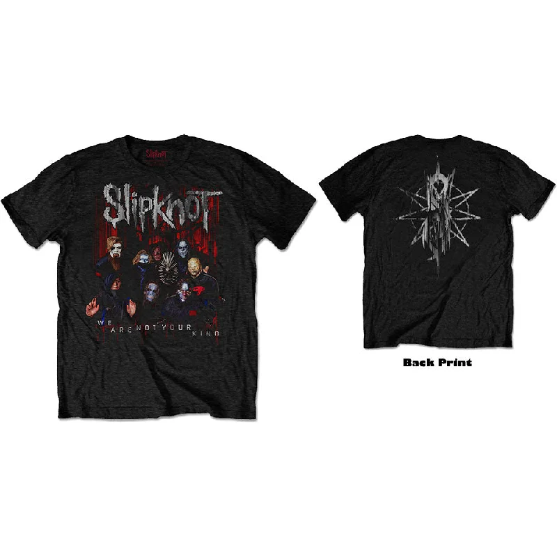 Slipknot | Official Band T-Shirt | WANYK Group Photo (Back Print) Print Jacquard Patchwork