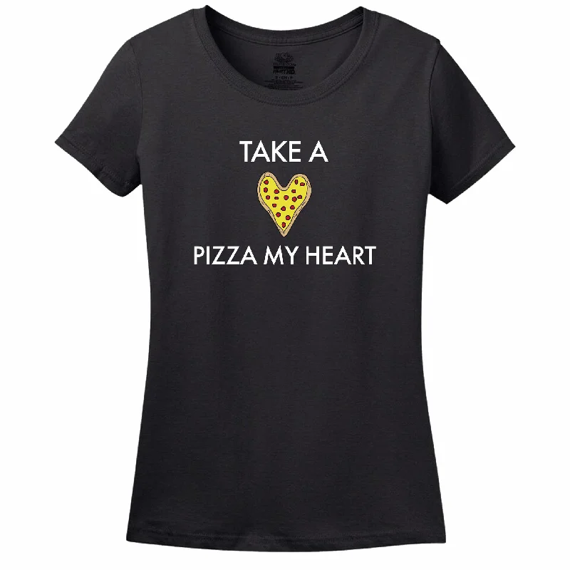 Take A Pizza My Heart Women's T-Shirt Chenille Blend Fleece Blend Nylon Blend