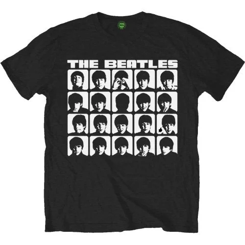 The Beatles | Official Band T-Shirt | Hard Days Night Faces Mono Striped Floral Plaid