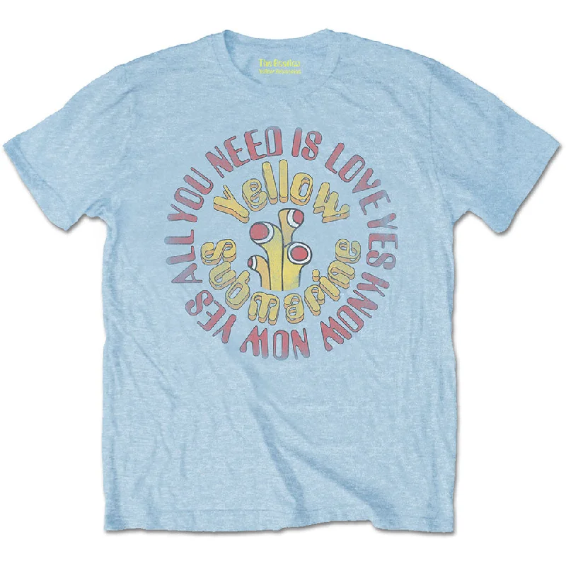 The Beatles | Official Band T-Shirt | Yellow Submarine AYNIL Circle Vintage Solid Print Embellished The Beatles | Official Band T-Shirt | Yellow Submarine AYNIL Circle Vintage Solid Print Embellished