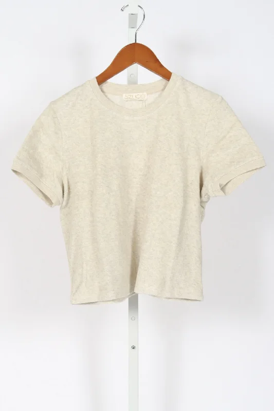 The Carpi Tee in Terry - Oatmeal Asymmetrical Pockets Print