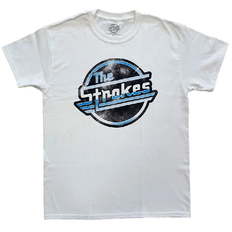 The Strokes | Official Band T-Shirt | Distressed OG Magna White Terry Blend Velvet Blend Canvas Blend