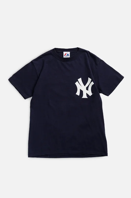 Vintage NY Yankees MLB Tee - S Mesh Canvas Denim