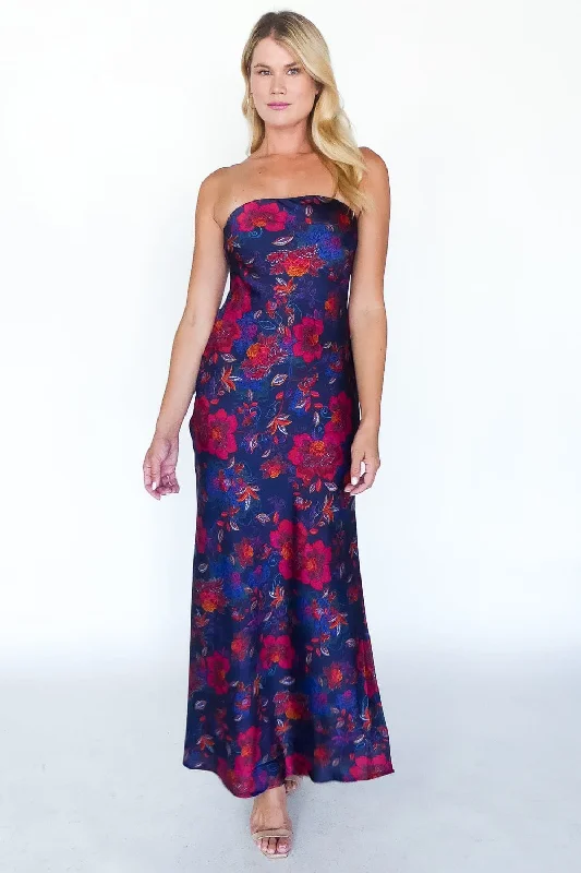 Art Of Bloom Strapless Maxi Dress Trendy Floral Print Maxi Dress