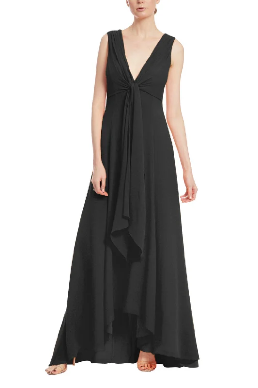 Badgley Mischka EG3556 A Line Formal High Low Maxi Dress Trendy Button Front Maxi Dress