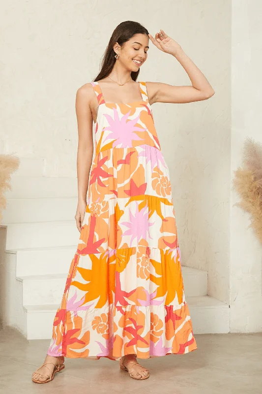 Cosmina Maxi Dress - Sunshine Splash Trendy Printed Maxi Dress