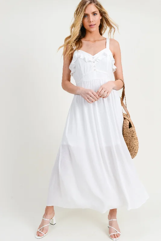 Ruffle Crochet Lace Maxi Dress Classic A-Line Maxi Dress