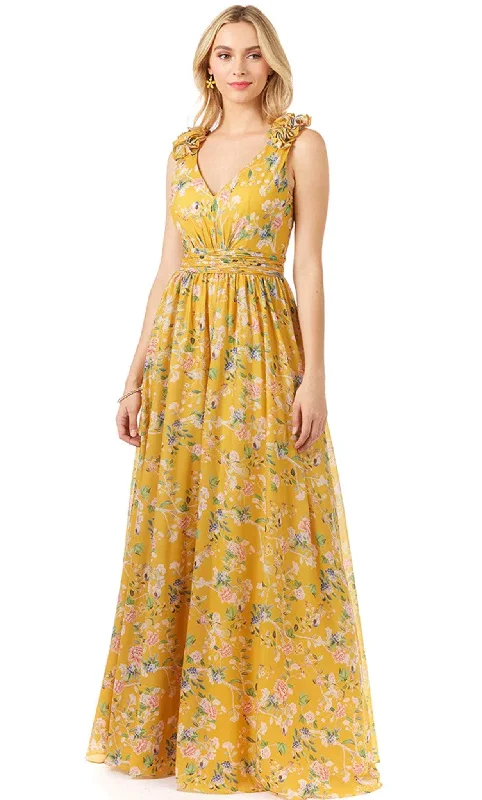 Lara Dresses 29275 - Floral Maxi Dress Chic Off-Shoulder Maxi Dress