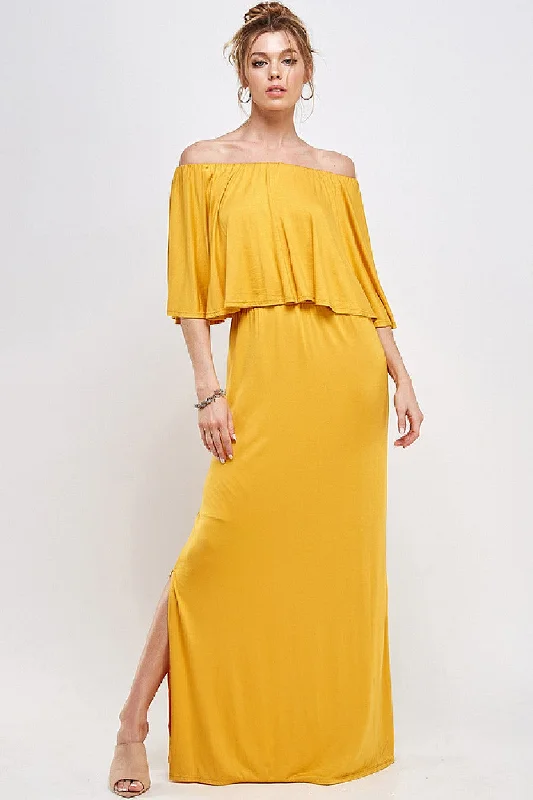 Long Off Shoulder Side Slit Maxi Dress Classic Strapless Maxi Dress