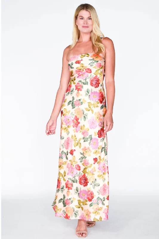 Art Of Bloom Strapless Maxi Dress Fashionable Faux Wrap Maxi Dress