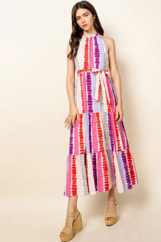 Tie Dye Tiered Maxi Dress Comfortable Bohemian Maxi Dress