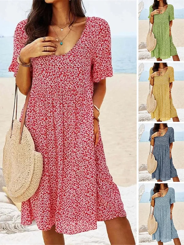 Women's Casual Dress Floral Dress Boho Dress Floral Print Square Neck Midi Dress Active Fashion Outdoor Daily Short Sleeve Regular Fit Yellow Red Dark Blue Summer Spring S M L XL XXL Comfortable Draped Midi Dress Women's Casual Dress Floral Dress Boho Dress Floral Print Square Neck Midi Dress Active Fashion Outdoor Daily Short Sleeve Regular Fit Yellow Red Dark Blue Summer Spring S M L XL XXL Comfortable Draped Midi Dress