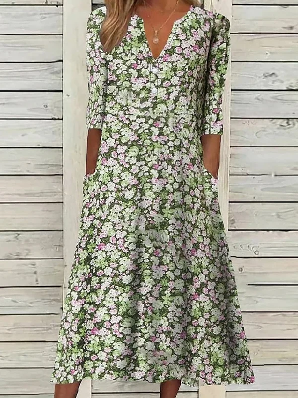 Women's Casual Dress Floral Dress Midi Dress Blue Purple Green Half Sleeve Floral Ruched Summer Spring V Neck Stylish Vacation S M L XL XXL 3XL Trendy Off-Shoulder Button Midi Dress Women's Casual Dress Floral Dress Midi Dress Blue Purple Green Half Sleeve Floral Ruched Summer Spring V Neck Stylish Vacation S M L XL XXL 3XL Trendy Off-Shoulder Button Midi Dress