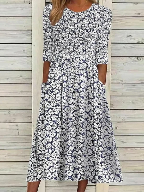 Women's Casual Dress Floral Dress Summer Dress Floral Ruched Pocket Crew Neck Midi Dress Fashion Modern Outdoor Daily Half Sleeve Regular Fit White Blue Green Summer Spring S M L XL XXL Elegant Floral Skirt Midi Dress Women's Casual Dress Floral Dress Summer Dress Floral Ruched Pocket Crew Neck Midi Dress Fashion Modern Outdoor Daily Half Sleeve Regular Fit White Blue Green Summer Spring S M L XL XXL Elegant Floral Skirt Midi Dress