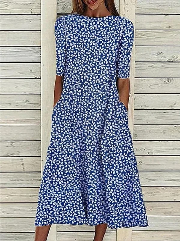 Women's Casual Dress Shift Dress Midi Dress Blue Half Sleeve Floral Loose Spring Summer Crew Neck Basic 2023 3XL Trendy Ruched Side Midi Dress Women's Casual Dress Shift Dress Midi Dress Blue Half Sleeve Floral Loose Spring Summer Crew Neck Basic 2023 3XL Trendy Ruched Side Midi Dress