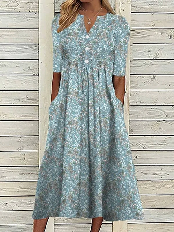 Women's Casual Dress Summer Dress Print Dress Graphic Floral Ruched Button V Neck Midi Dress Fashion Mature Daily Vacation Short Sleeve Regular Fit Blue Dark Blue Summer Spring S M L XL XXL Stylish Off-Shoulder Ruffle Dress Women's Casual Dress Summer Dress Print Dress Graphic Floral Ruched Button V Neck Midi Dress Fashion Mature Daily Vacation Short Sleeve Regular Fit Blue Dark Blue Summer Spring S M L XL XXL Stylish Off-Shoulder Ruffle Dress