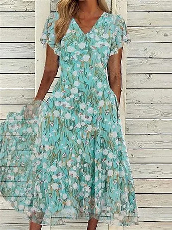 Women's Casual Dress Swing Dress Summer Dress Floral Pocket Print V Neck Midi Dress Fashion Elegant Outdoor Daily Short Sleeve Regular Fit Green Summer Spring S M L XL XXL Trendy Knit Midi Dress Women's Casual Dress Swing Dress Summer Dress Floral Pocket Print V Neck Midi Dress Fashion Elegant Outdoor Daily Short Sleeve Regular Fit Green Summer Spring S M L XL XXL Trendy Knit Midi Dress
