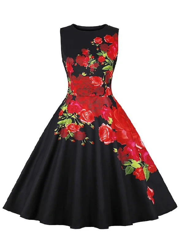 Women's Retro 1950s Vintage Dress Midi Dress Daily Holiday Ruched Bow Floral Crewneck Sleeveless Regular Fit Summer Spring Deep Purple Black S M L XL Trendy Off-Shoulder Ruffle Midi Dress Women's Retro 1950s Vintage Dress Midi Dress Daily Holiday Ruched Bow Floral Crewneck Sleeveless Regular Fit Summer Spring Deep Purple Black S M L XL Trendy Off-Shoulder Ruffle Midi Dress