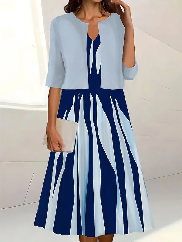 Women's Two Piece Dress Set Casual Dress Print Dress Outdoor Daily Fashion Elegant Print Midi Dress V Neck Half Sleeve Floral Stripe Regular Fit White Pink Blue Summer Spring S M L XL XXL Fashionable Shift Midi Dress Women's Two Piece Dress Set Casual Dress Print Dress Outdoor Daily Fashion Elegant Print Midi Dress V Neck Half Sleeve Floral Stripe Regular Fit White Pink Blue Summer Spring S M L XL XXL Fashionable Shift Midi Dress