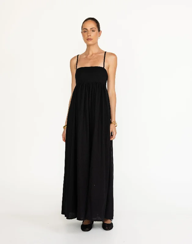 Tarsha Maxi Dress (Black) Comfortable Ruffle Maxi Dress