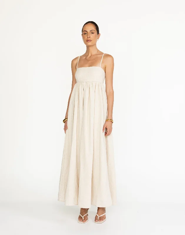 Tarsha Maxi Dress (Oat) Fashionable Asymmetrical Maxi Dress