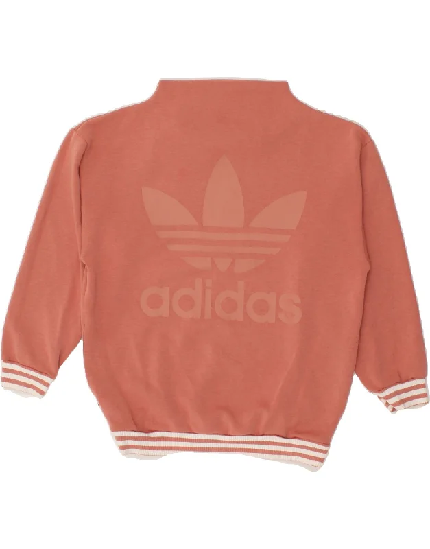 ADIDAS Womens Graphic Turtle Neck Sweatshirt Jumper UK 10 Small Pink Hoodie with Ribbed Hem Stretchable Secure