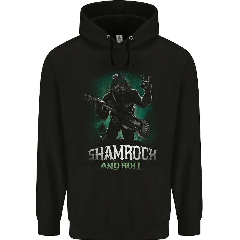 Bigfoot Shamrock n Roll Funny St Patricks Day Mens 80% Cotton Hoodie Hoodie with Longline Fit Extended Stylish