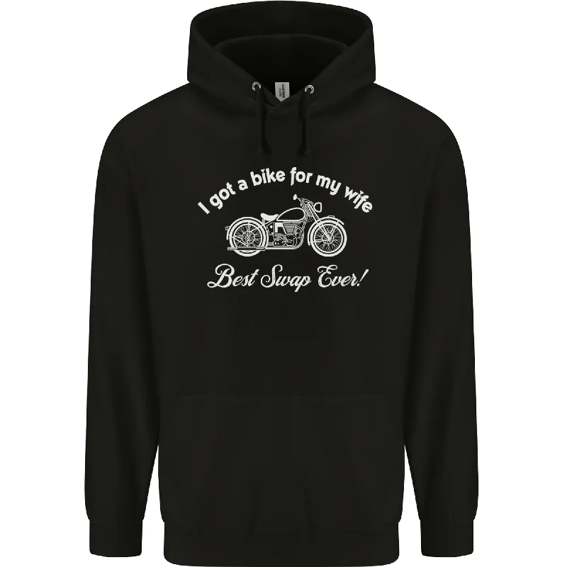 Bike for My Wife Best Swap Ever Motorcycle Mens 80% Cotton Hoodie Hoodie with Velcro Closure Adjustable Secure