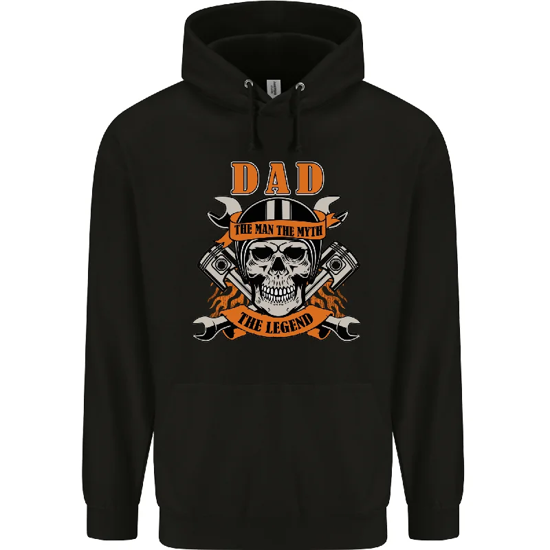 Biker Dad the Man Myth Legend Funny Mens 80% Cotton Hoodie Hoodie with Double Zipper Versatile Adjustable