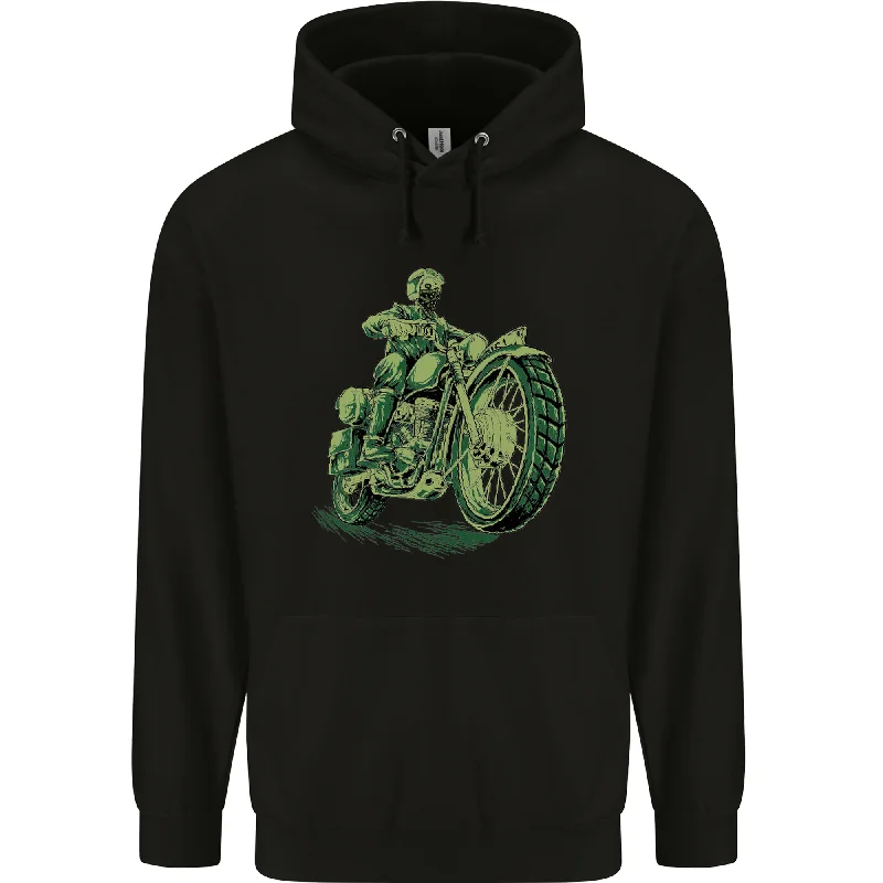 Biker Green Cafe Racer Motorbike Motorcycle Mens 80% Cotton Hoodie Hoodie with Ribbed Cuffs Snug Fit Comfort