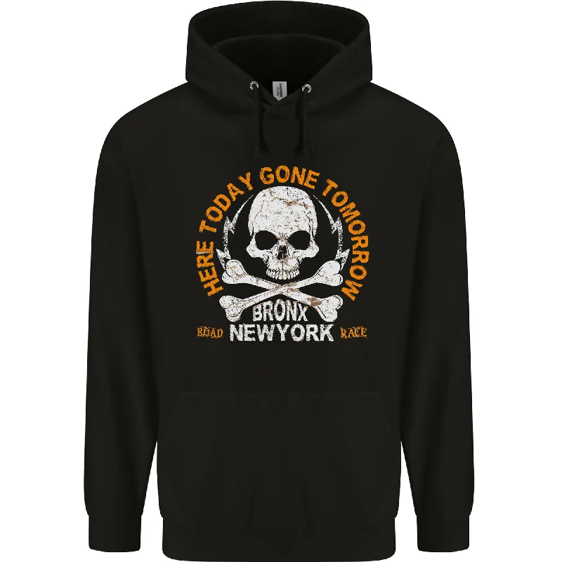 Biker Skull Here Today Motorbike Motorcycle Mens 80% Cotton Hoodie Hoodie with High-Low Hem Asymmetrical Trendy