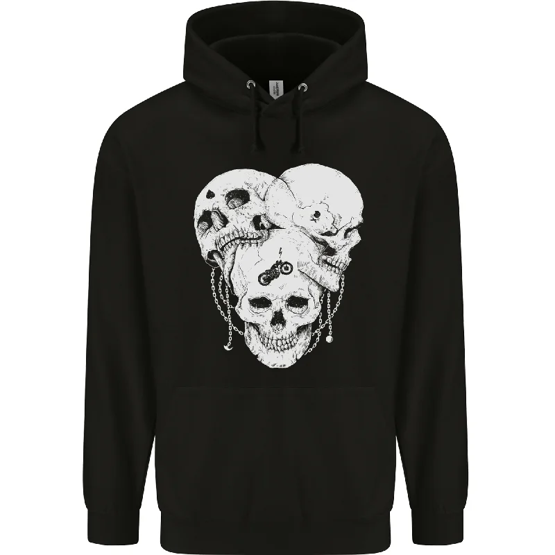 Biker Skulls Motorcycle Motorbike Chopper Mens 80% Cotton Hoodie Zip Hoodie Drawstring Kangaroo Pocket