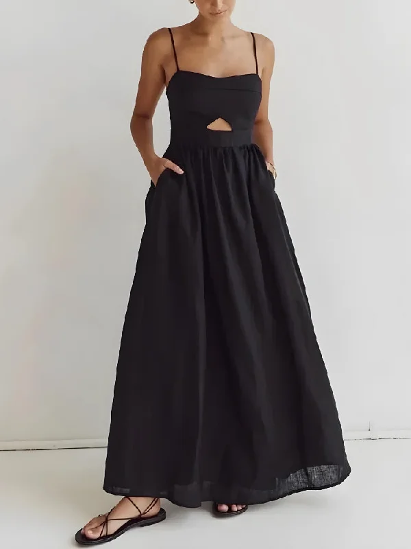 Cut Out Slit Maxi Dress Fashionable Open-Back Maxi Dress