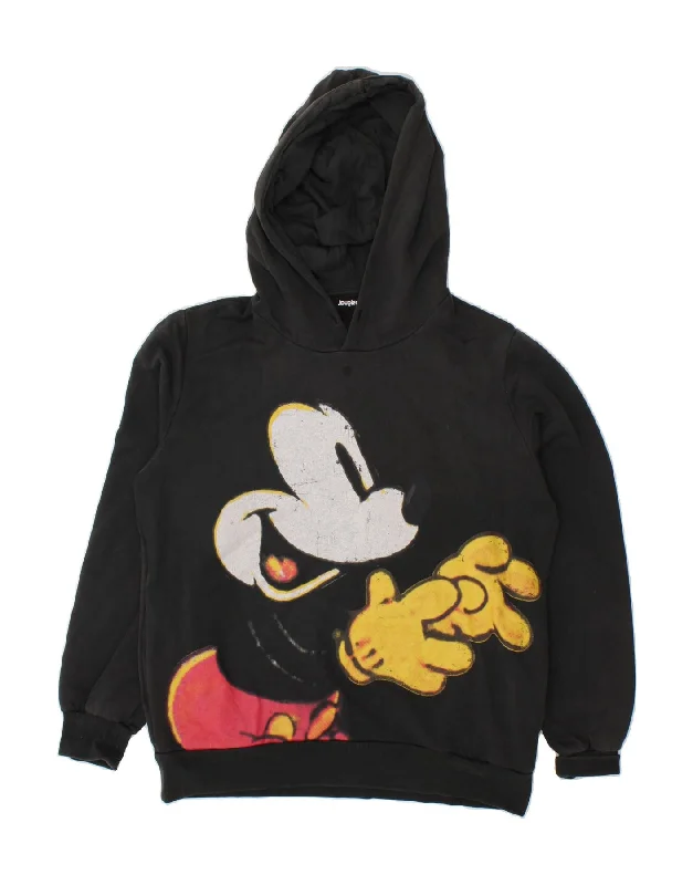 DESIGUAL Mens Mickey Mouse Graphic Hoodie Jumper Small Black Hoodie with Elastic Waist Stretchable Comfortable