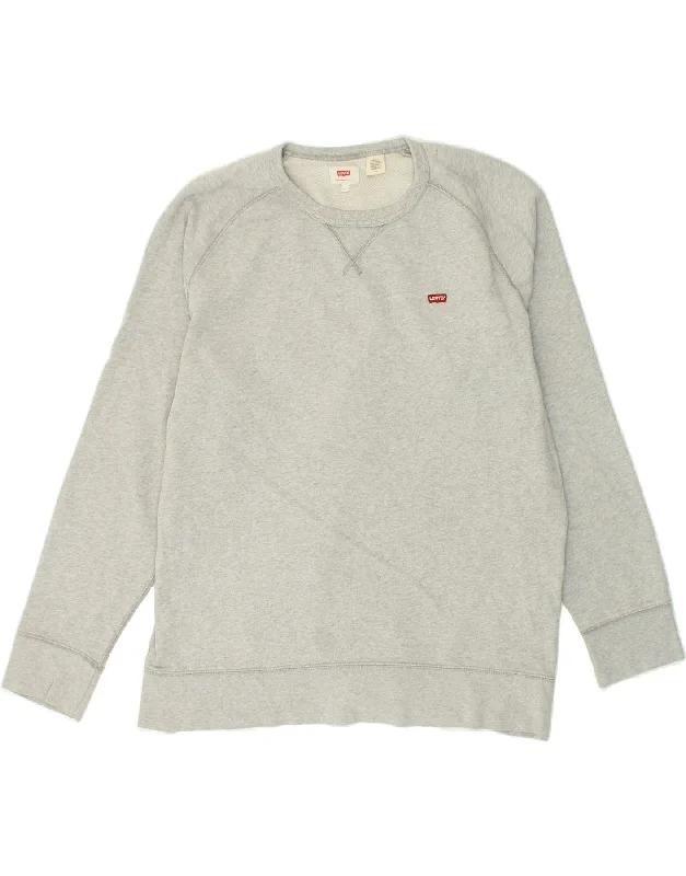 LEVI'S Mens Sweatshirt Jumper Large Grey Cotton Hoodie with Lace Feminine Delicate