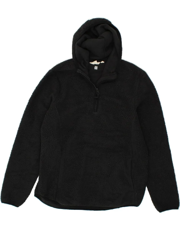 MOUNTAIN WAREHOUSE Womens Zip Neck Hooded Fleece Jumper UK 16 Large  Black Hoodie with Earth Tones Natural Calm