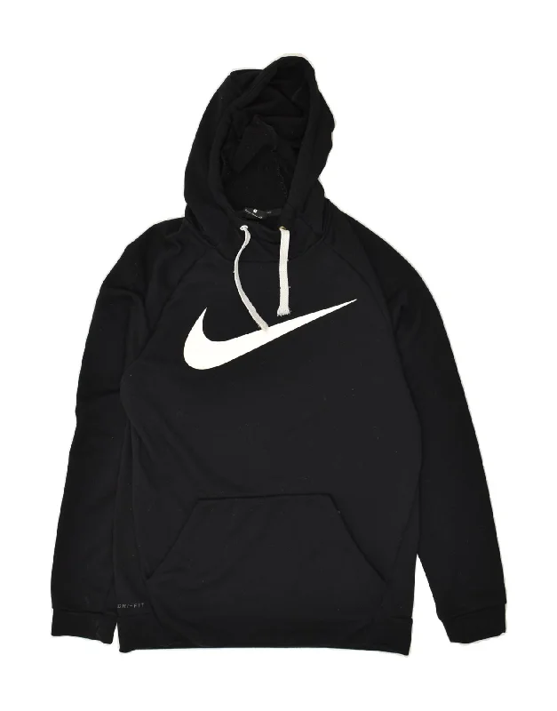 NIKE Mens Dri Fit Graphic Hoodie Jumper Small Black Cotton Hoodie with Full-Zip Functional Layering